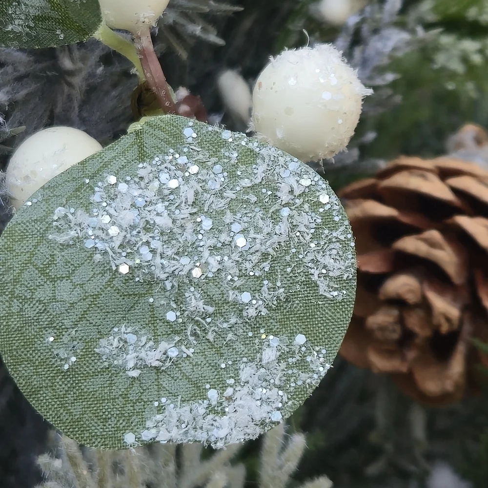 Handmade lush, artificial Winter Greenery Wreath With White And Brown Accents